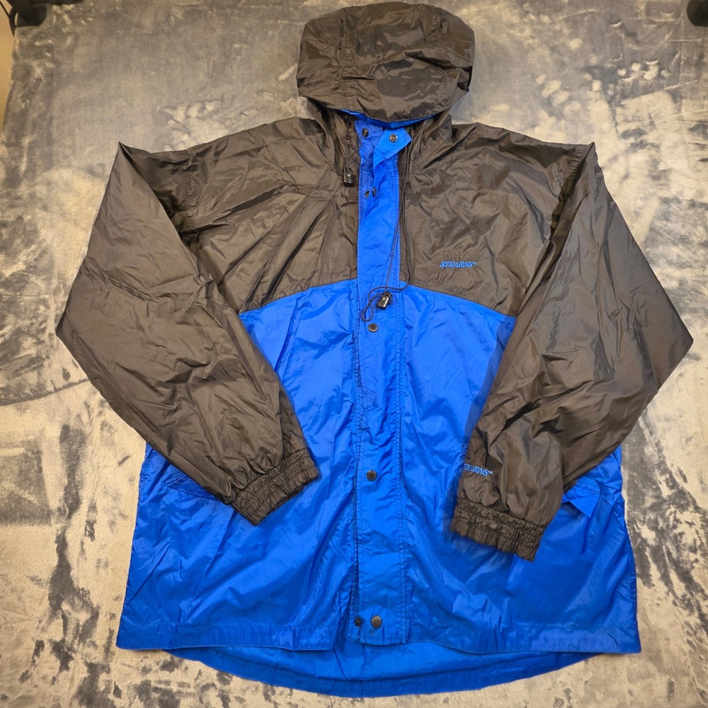 Stearns DryWear Rain Jacket Mens XXL Royal Blue Black Waterproof Hooded 8712